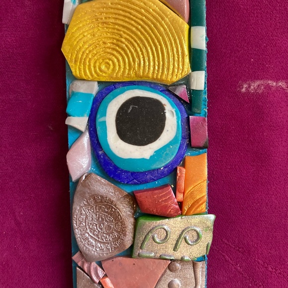 Handmade Polymer Clay Mosaic Art “Protection”   Plaque Original On Wood - Picture 6 of 10